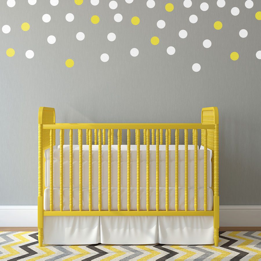 White and yellow dot wall stickers | Shape wall stickers | Stickerscape | UK