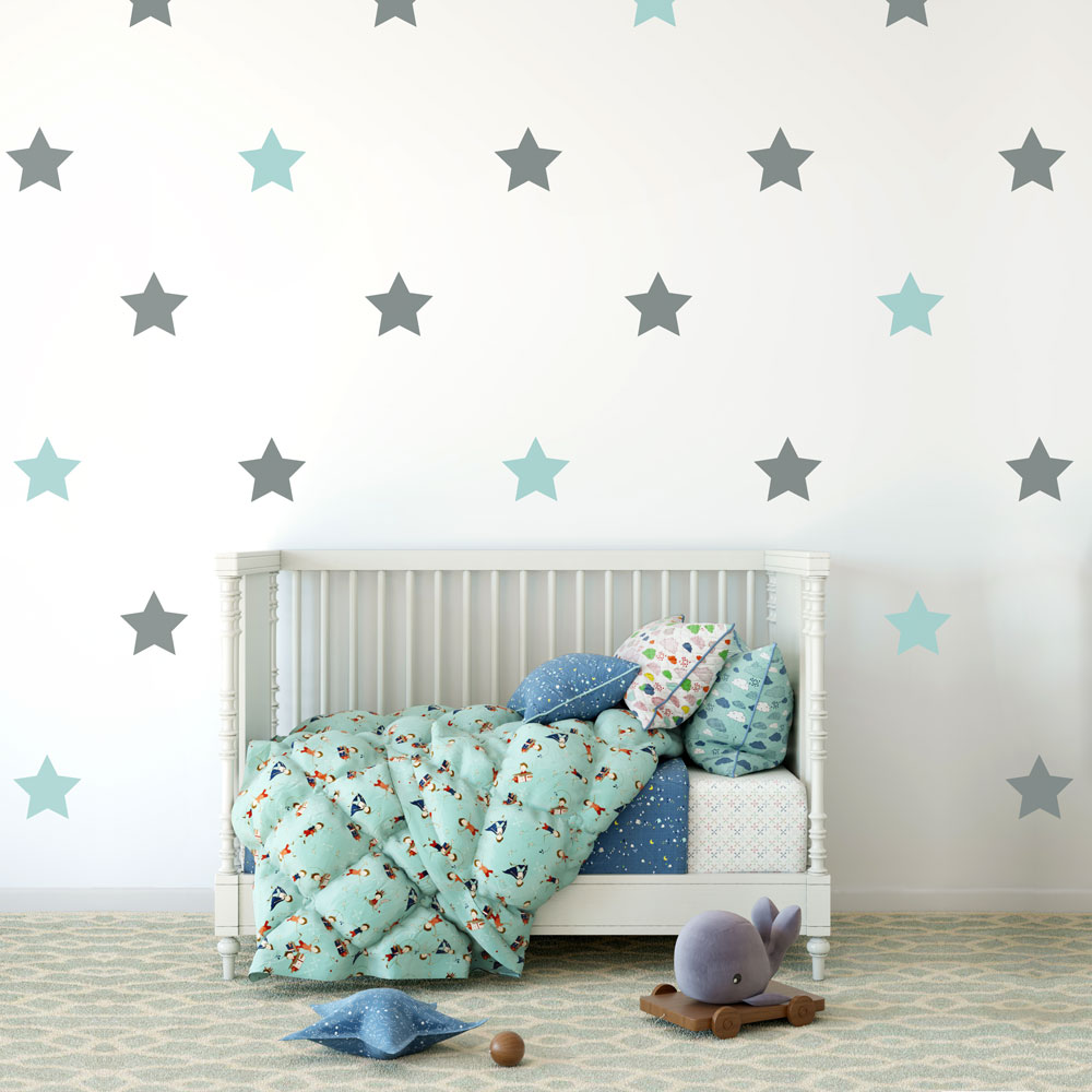 Grey and aqua star wall stickers | Shape wall stickers | Stickerscape | UK