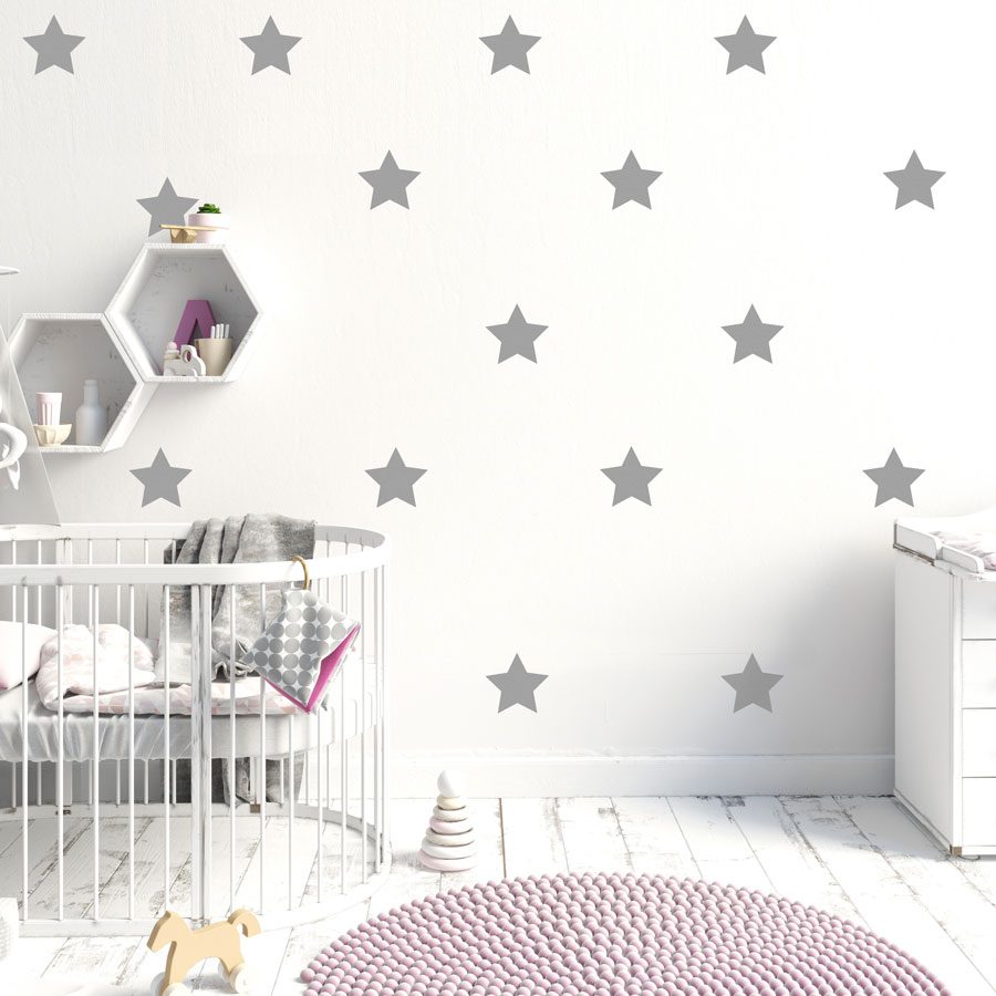 Silver star wall stickers | Star wall stickers | Stickerscape | UK