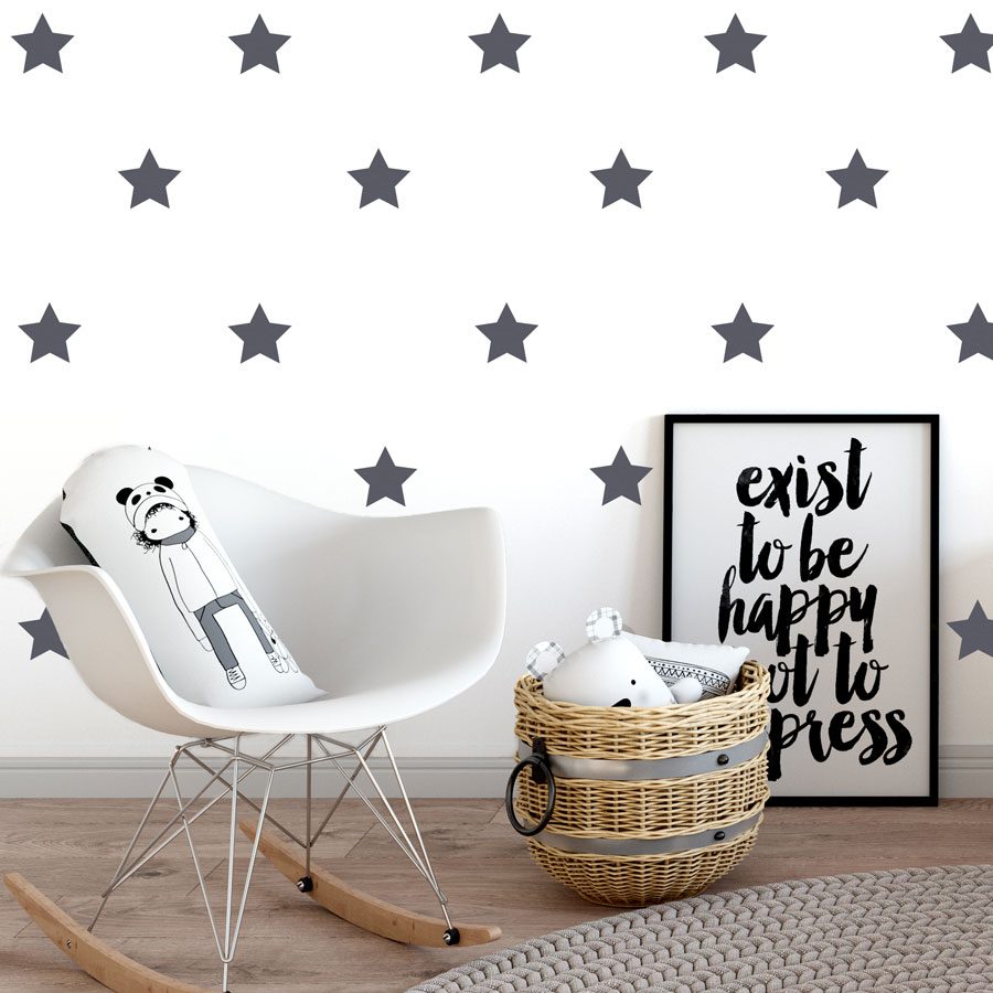 Dark grey star wall stickers (Regular size)