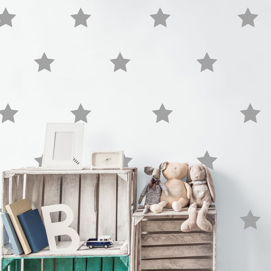 Silver star wall stickers | Star wall stickers | Stickerscape | UK