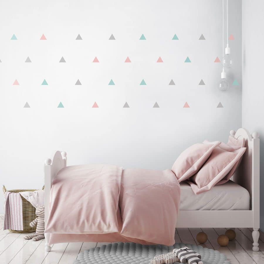Light grey, pink and aqua triangle wall stickers | Shape wall stickers | Stickerscape | UK