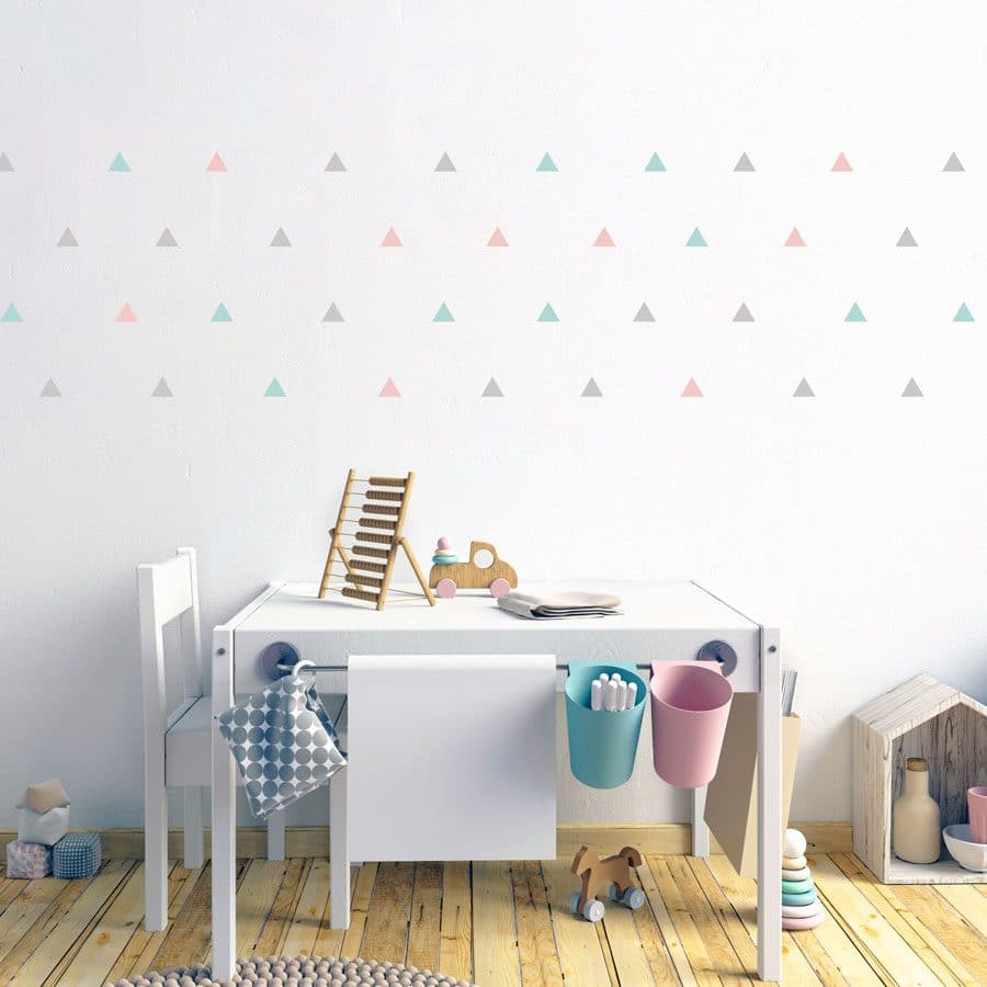 Light grey, pink and aqua triangle wall stickers | Shape wall stickers | Stickerscape | UK