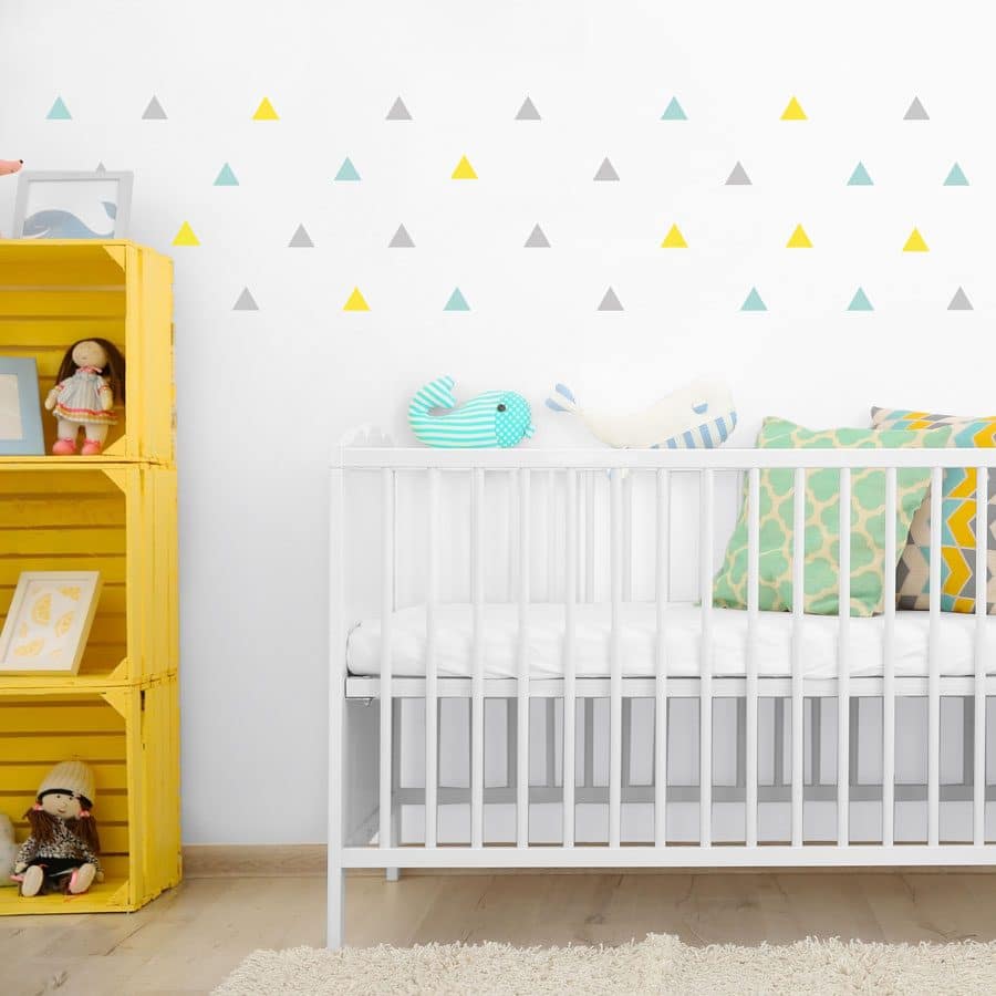 Light grey, yellow and aqua triangle wall stickers | Shape wall stickers | Stickerscape | UK