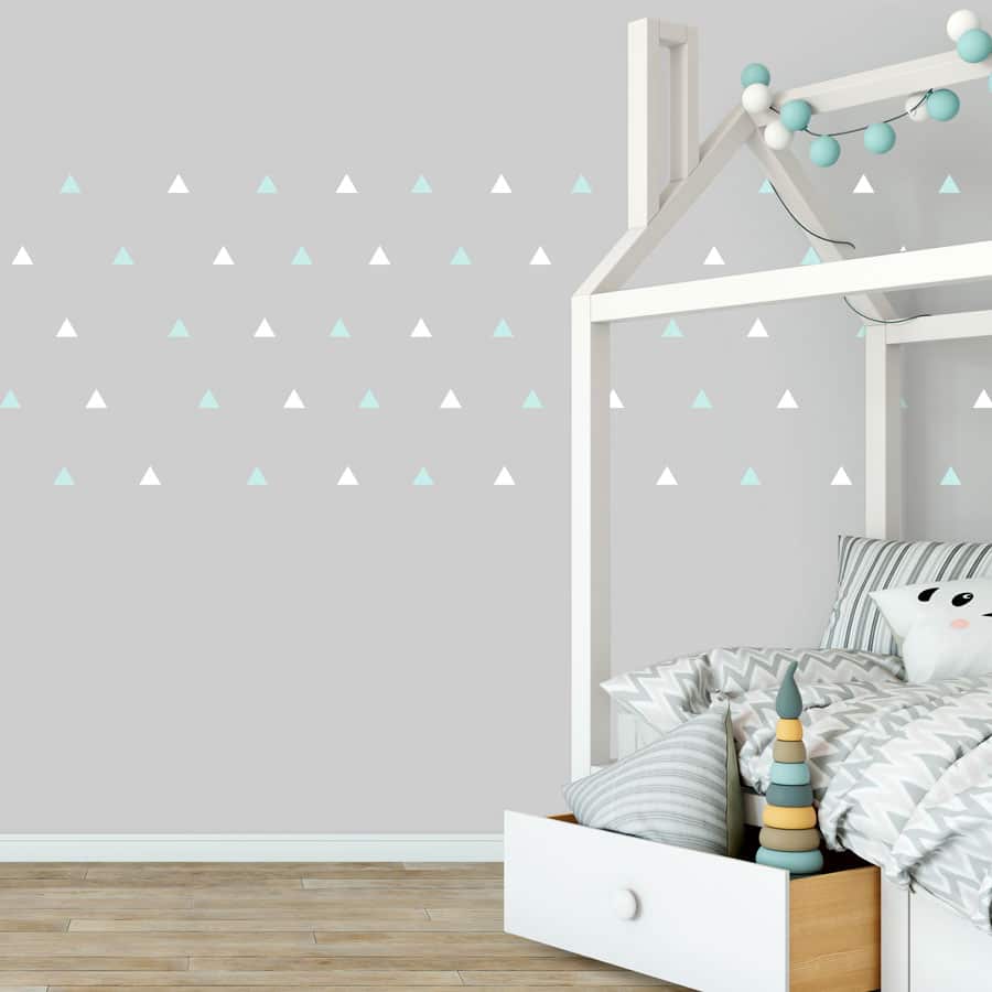 White and aqua triangle wall stickers | Shape wall stickers | Stickerscape | UK