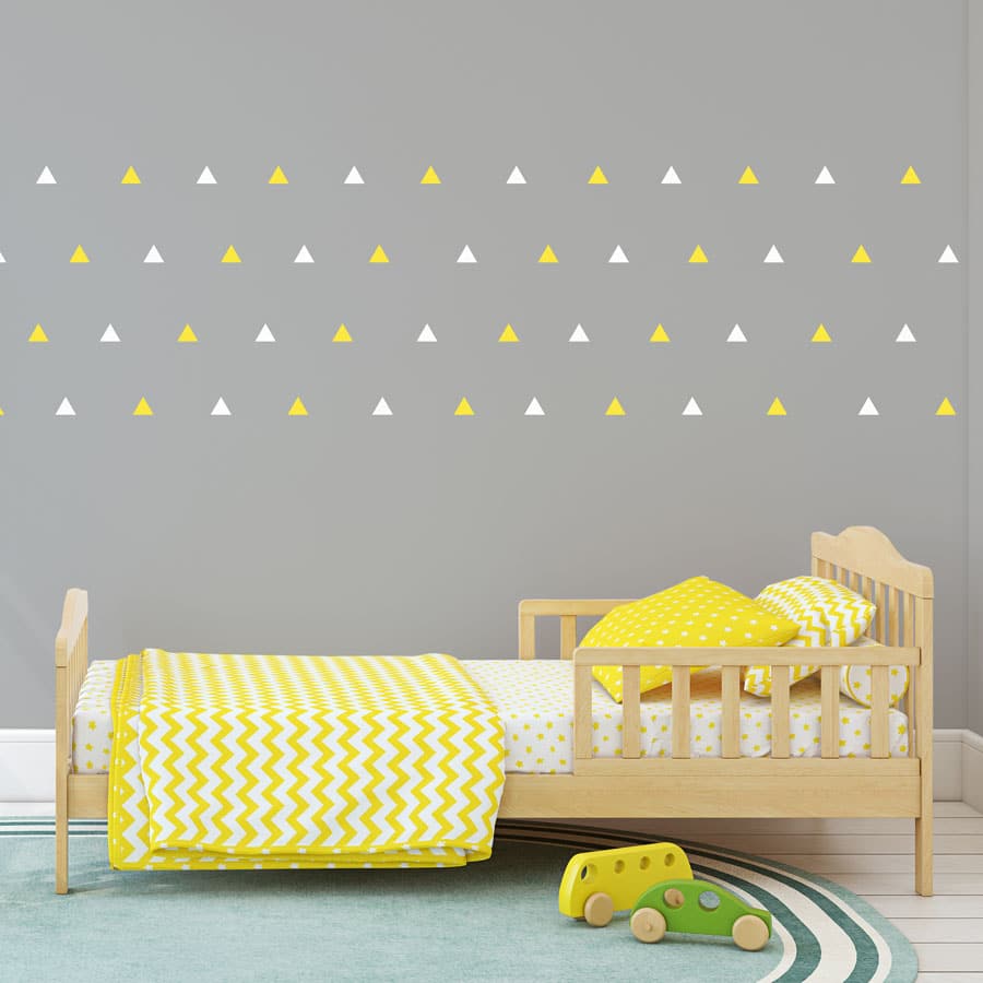 White and yellow triangle wall stickers | Shape wall stickers | Stickerscape | UK