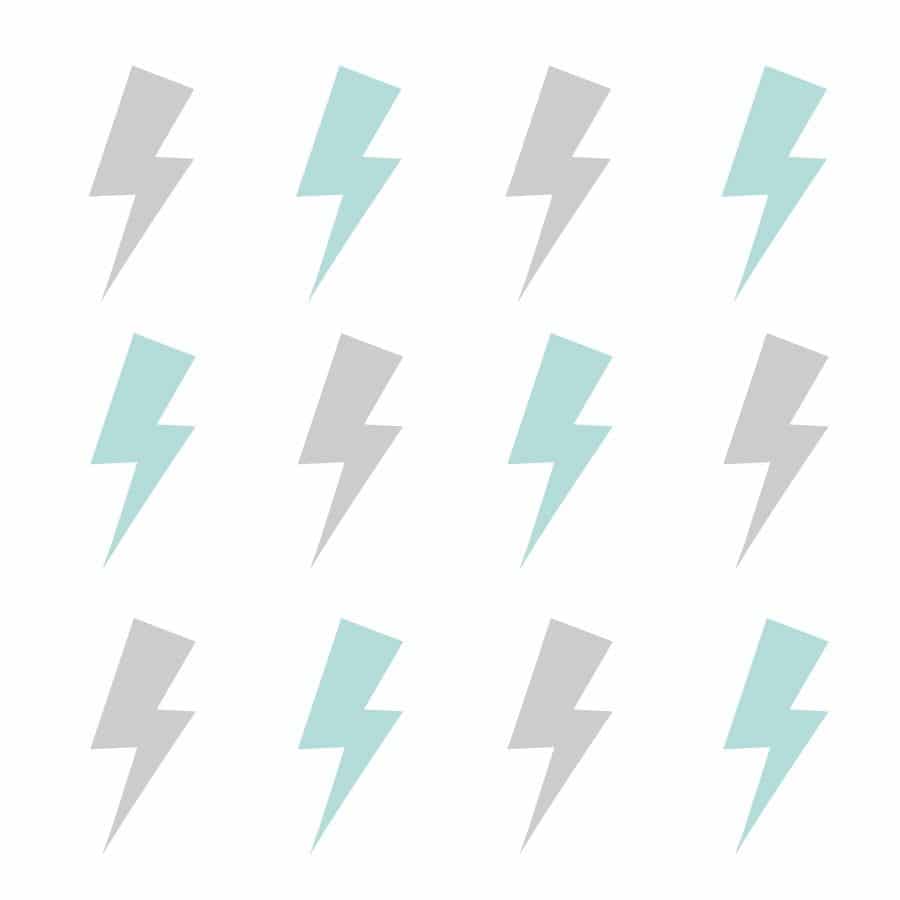 Light grey and aqua lightning bolt wall stickers | Shape wall stickers | Stickerscape | UK