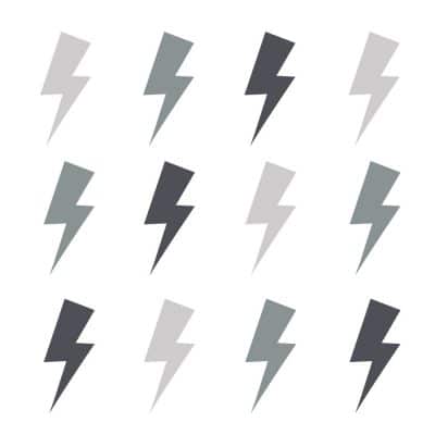 Trio of grey lightning bolt wall stickers | Shape wall stickers | Stickerscape | UK