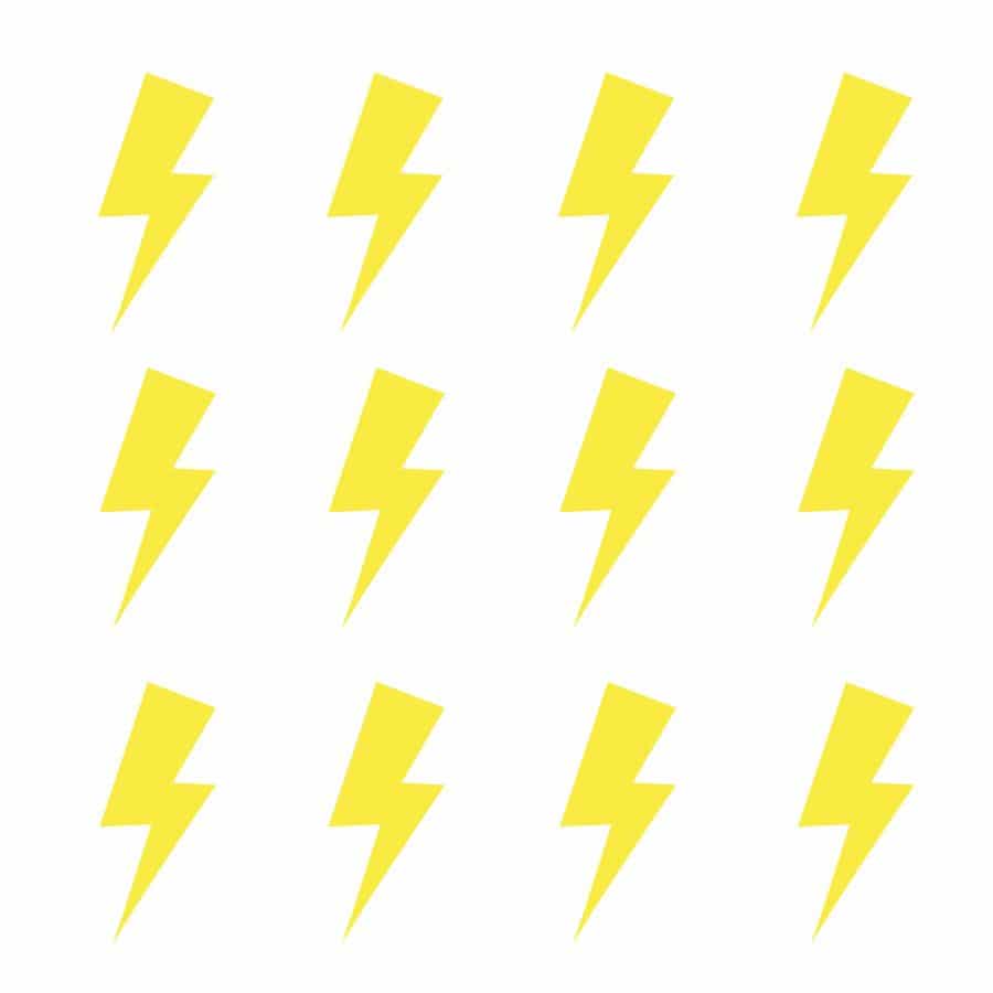Yellow lightning bolt wall stickers | Shape wall stickers | Stickerscape | UK
