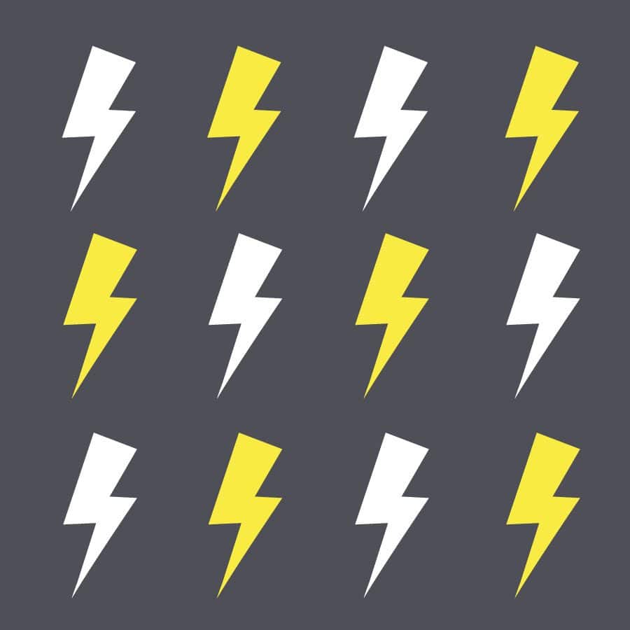 White and yellow lightning bolt wall stickers | Shape wall stickers | Stickerscape | UK