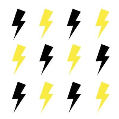 Black and yellow lightning bolt wall stickers | Shape wall stickers | Stickerscape | UK