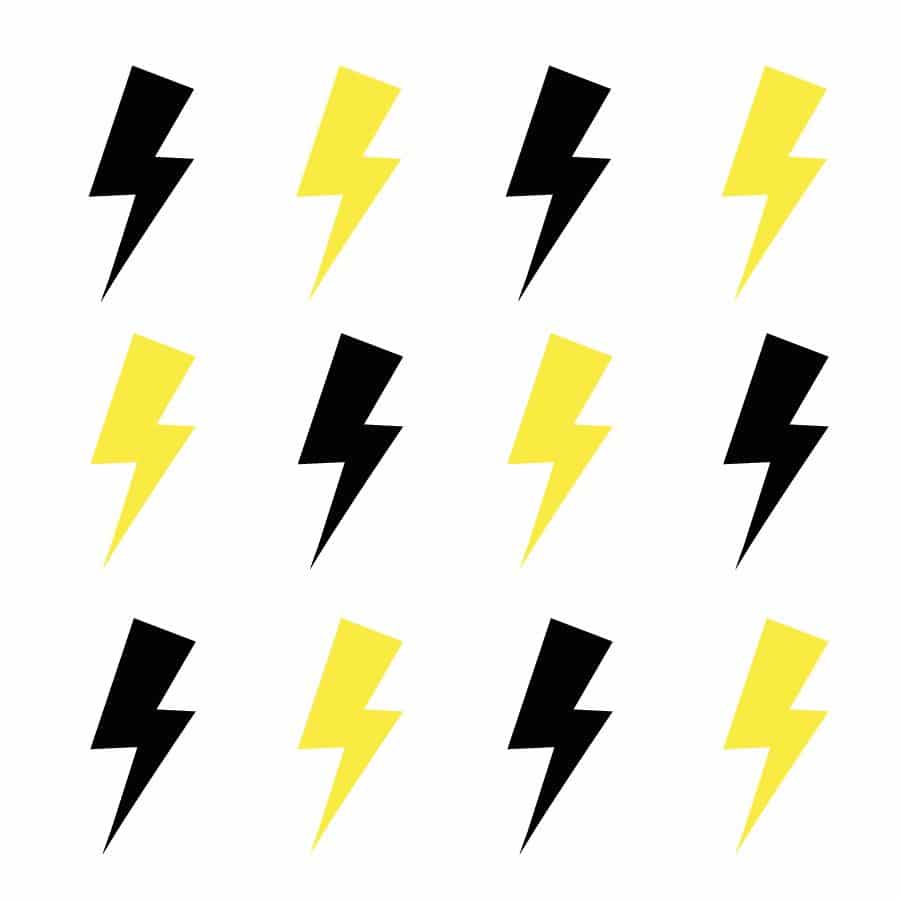 Black and yellow lightning bolt wall stickers | Shape wall stickers | Stickerscape | UK