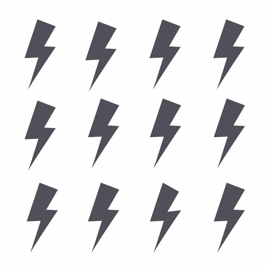 Dark grey lightning bolt wall stickers | Shape wall stickers | Stickerscape | UK