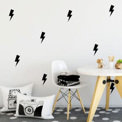 Black lightning bolt wall stickers | Shape wall stickers | Stickerscape | UK