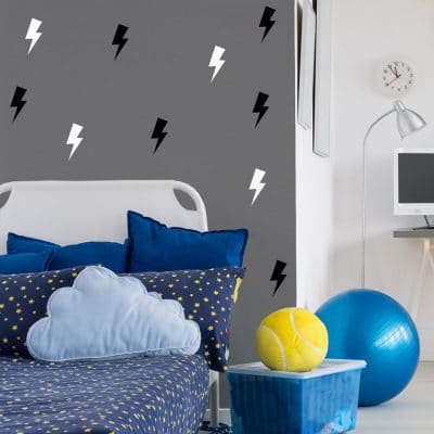 Black and white lightning bolt wall stickers | Shape wall stickers | Stickerscape | UK