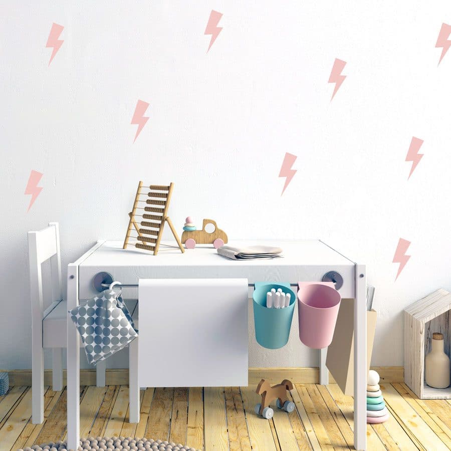 Pink lightning bolt wall stickers | Shape wall stickers | Stickerscape | UK