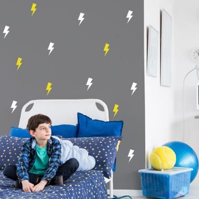 White and yellow lightning bolt wall stickers | Shape wall stickers | Stickerscape | UK