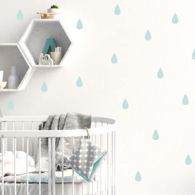 Raindrop wall stickers (Aqua) perfect for decorating a child's bedroom or nursery with a contemporary theme