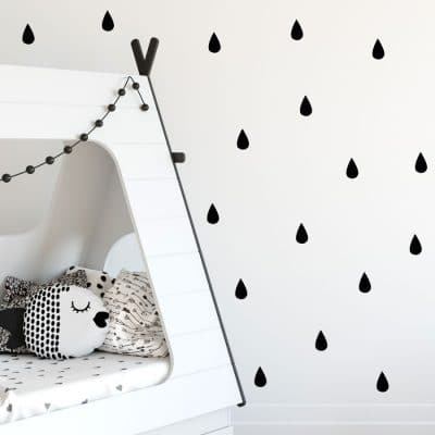Raindrop wall stickers (Black) perfect for decorating a child's bedroom or nursery with a contemporary theme