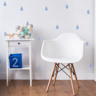 Raindrop wall stickers (Soft blue) perfect for decorating a child's bedroom or nursery with a contemporary theme