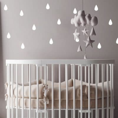 Raindrop wall stickers (White) perfect for decorating a child's bedroom or nursery with a contemporary theme