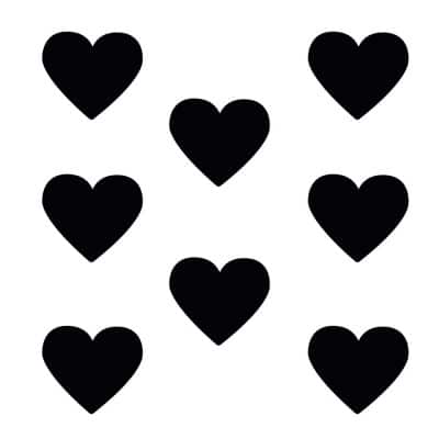 Black heart wall stickers on a white background (Large size)
