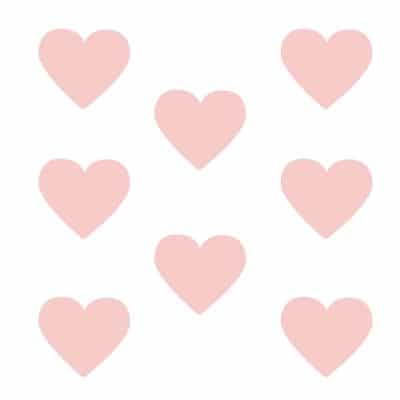Pink heart wall stickers on a white background (Large size)