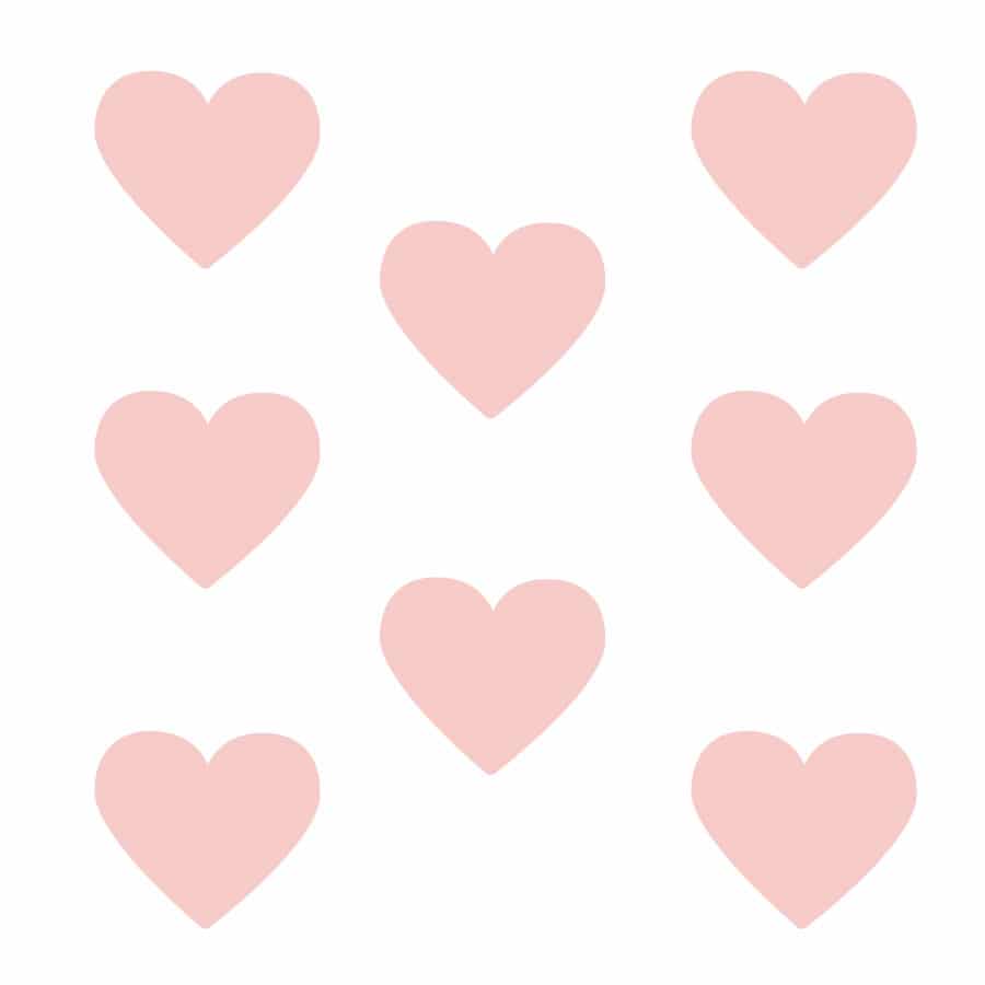 Pink heart wall stickers on a white background (Large size)