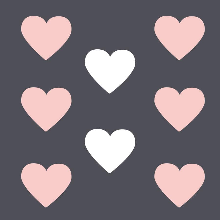 White and pink heart wall stickers on a white background (Large size)