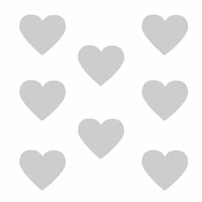 Light grey heart wall stickers on a white background (Large size)