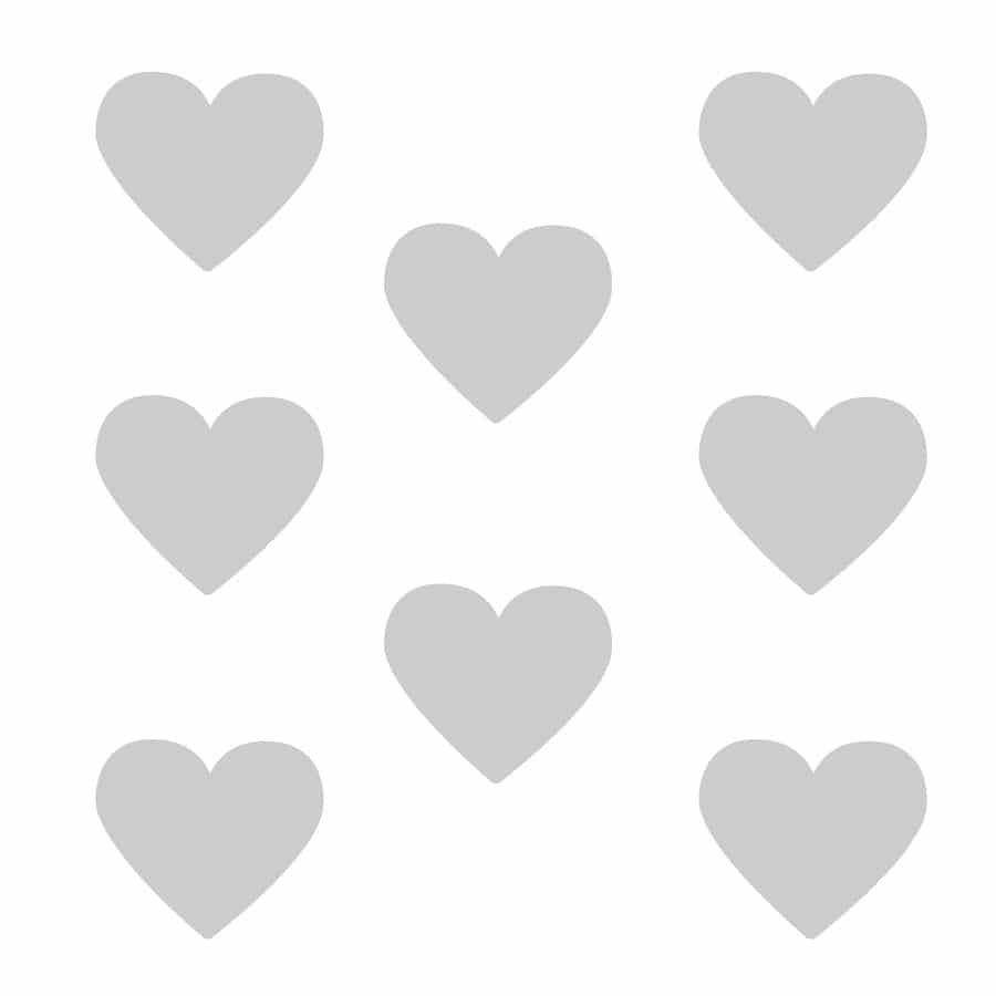 Light grey heart wall stickers on a white background (Large size)