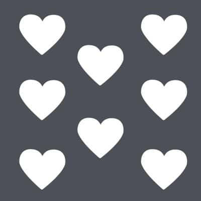 White heart wall stickers on a grey background (Large size)