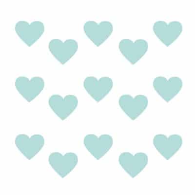 Aqua heart wall stickers on a white background (Regular size)