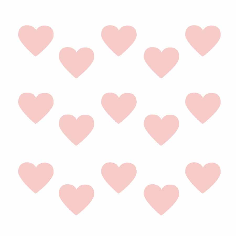 Pink heart wall stickers on a white background (Regular size)