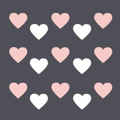 White and pink heart wall stickers on a white background (Regular size)