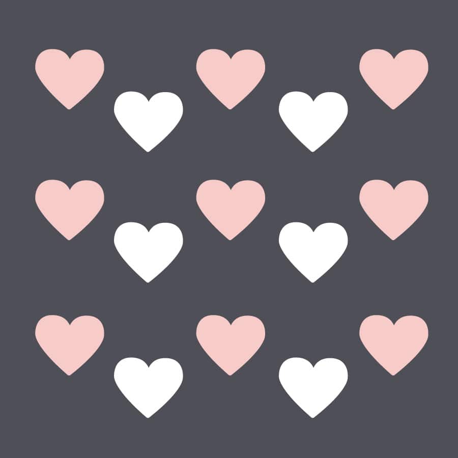 White and pink heart wall stickers on a white background (Regular size)