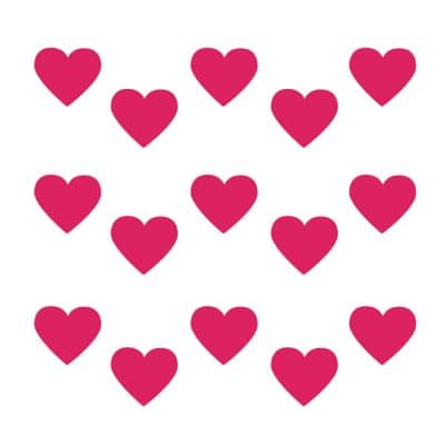 Hot pink heart wall stickers on a white background (Regular size)