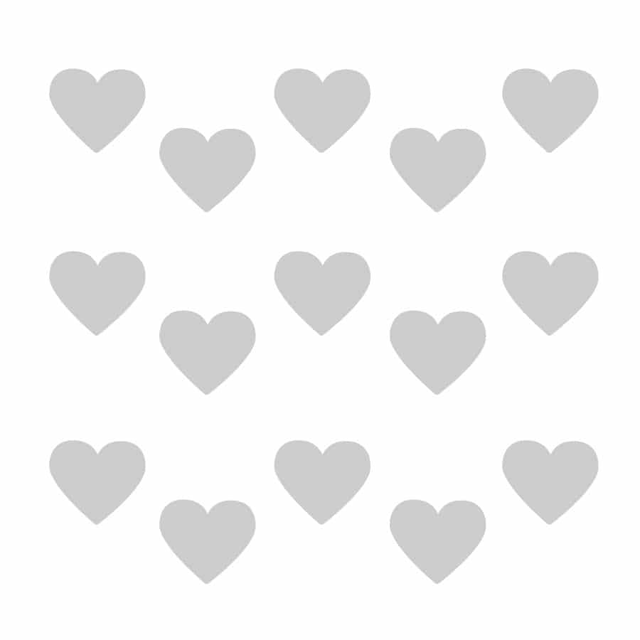 Light grey heart wall stickers on a white background (Regular size)