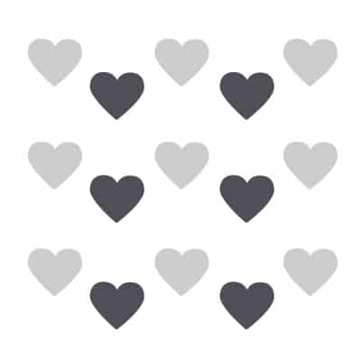 Light grey and dark grey heart wall stickers on a white background (Regular size)
