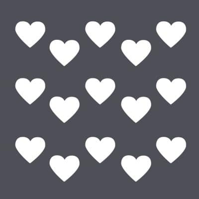 White heart wall stickers on a grey background (Regular size)