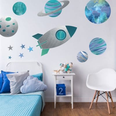 Rocket and planets wall stickers | Space wall stickers | Stickerscape | UK