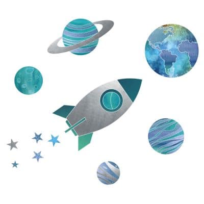 Rocket and planets wall stickers | Space wall stickers | Stickerscape | UK