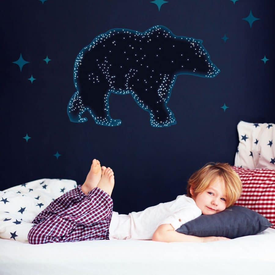 bear constellation wall sticker set with stars for a space themed bedroom