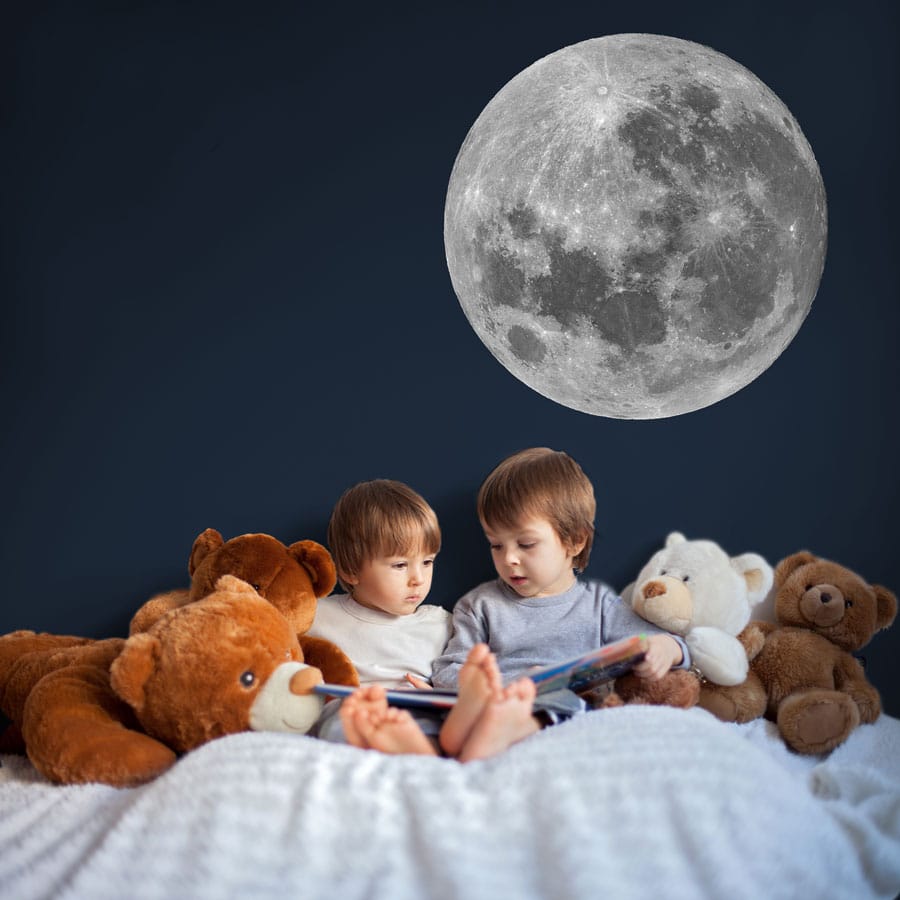 moon wall sticker for a space theme kids bedroom