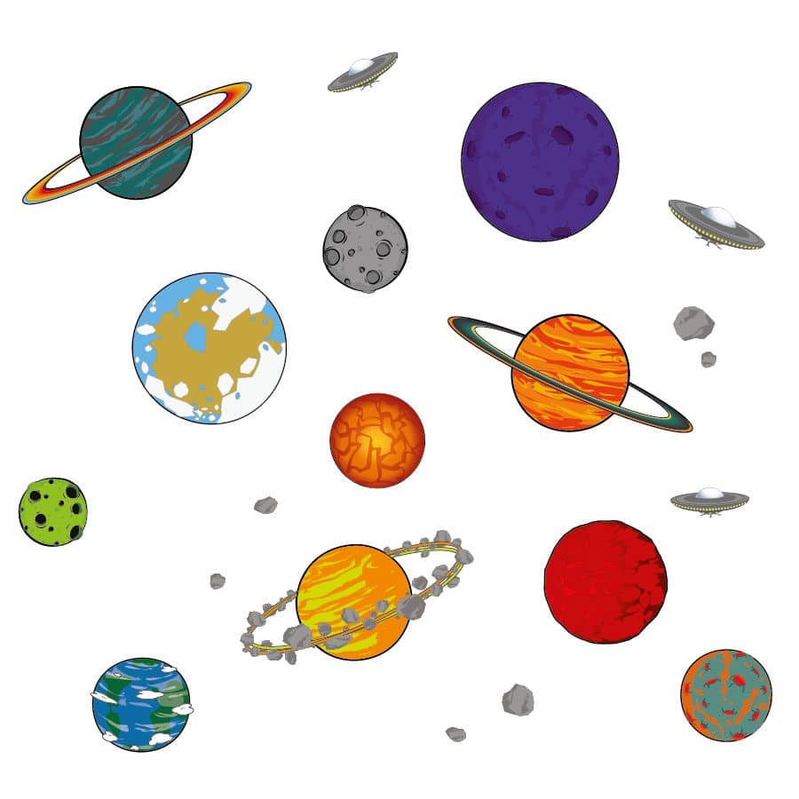 Cartoon planet wall stickers | Space wall stickers | Stickerscape | UK