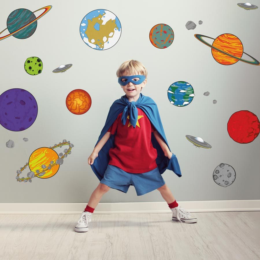 Cartoon planet wall stickers | Space wall stickers | Stickerscape | UK