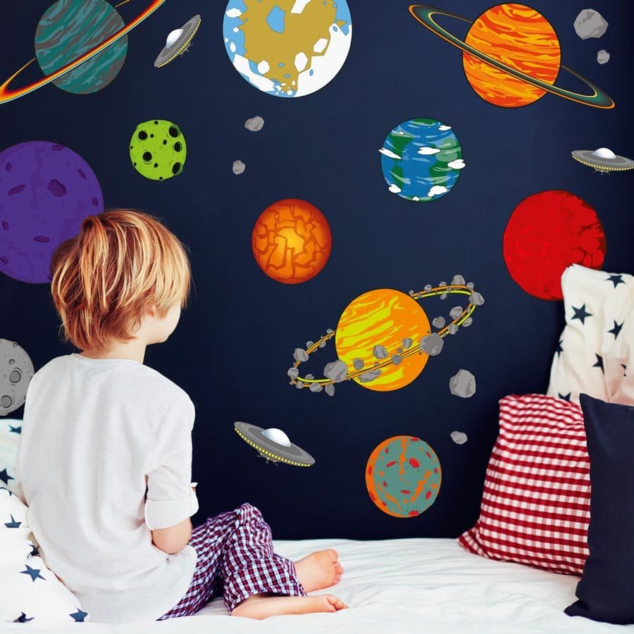 Cartoon planet wall stickers | Space wall stickers | Stickerscape | UK