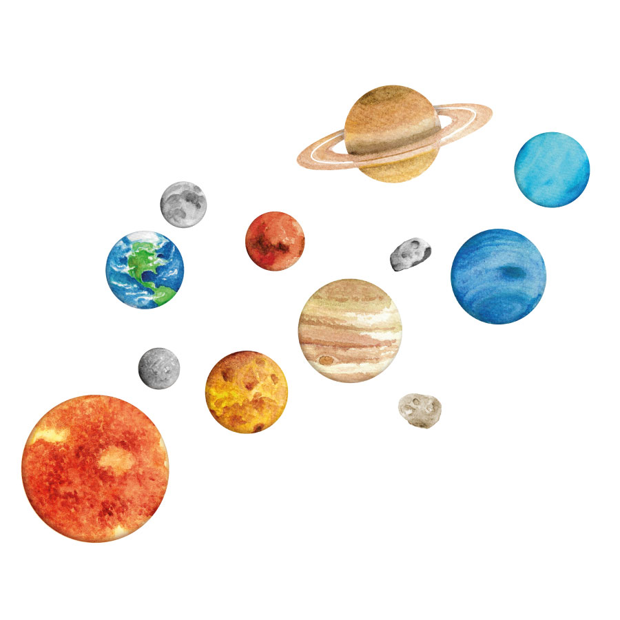 solar system wall sticker on a white background
