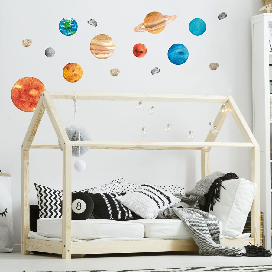 solar system wall stickers perfect for creating a space themed kids bedroom