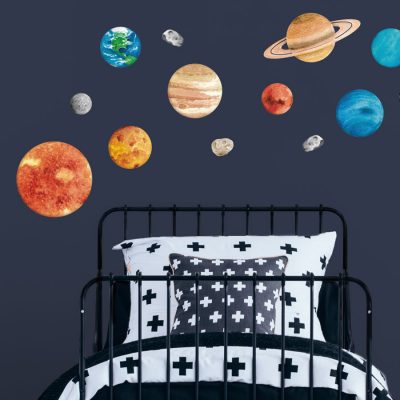 solar system wall sticker perfect for decorating a child's bedroom with a space theme
